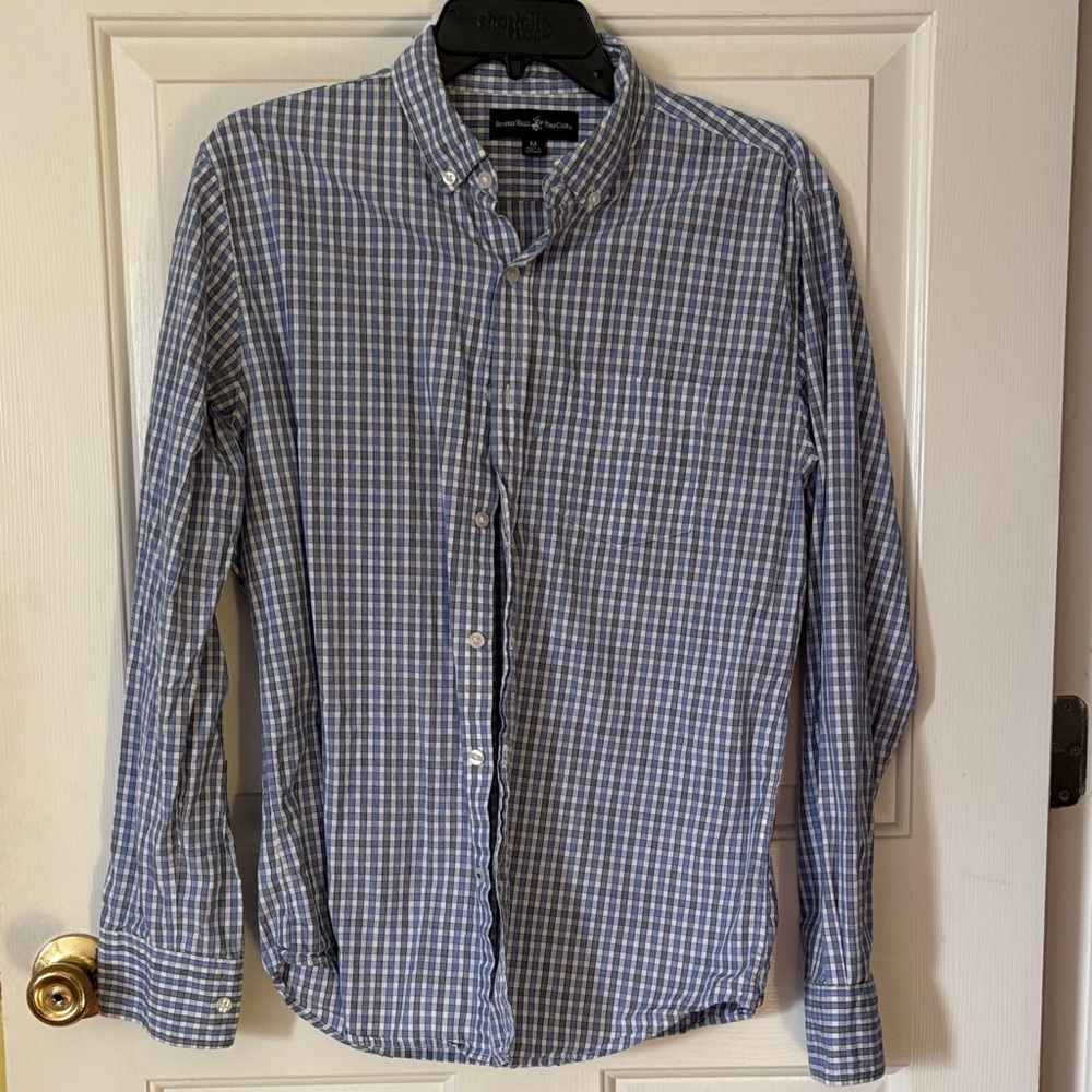 J. Crew Blue and White Plaid Button Down Shirt